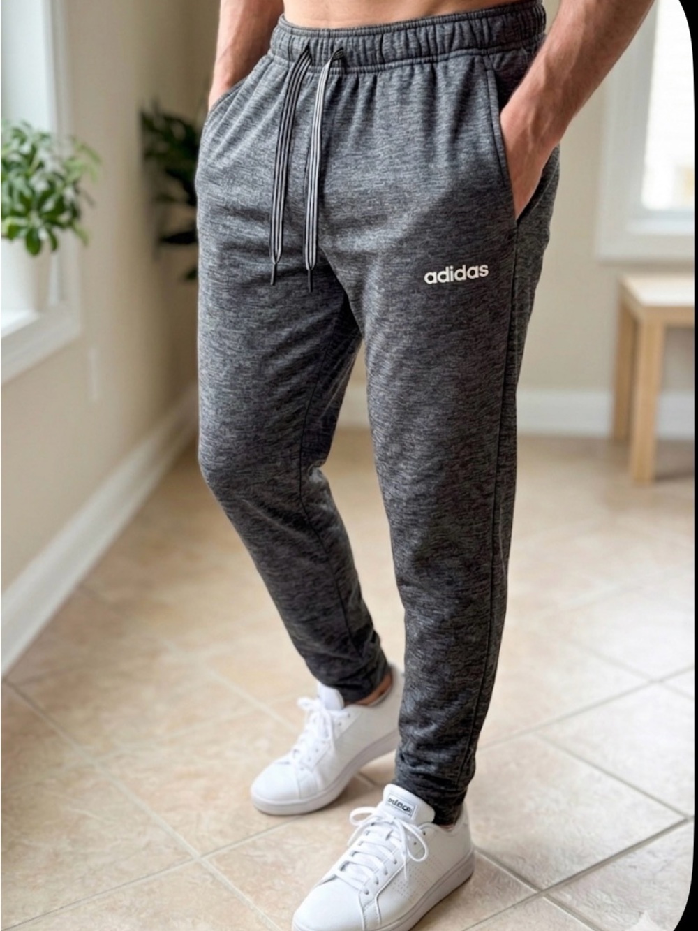 Adidas Men's Dark Heather Gray Jogger Sweatpants